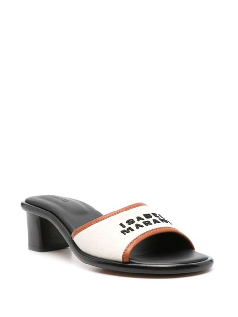 ISABEL MARANT 50mm logo-embroidered mules - Neutrals
