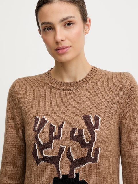 EA7 Emporio Armani sweter z dodatkiem wełny damski kolor brązowy AF17652.7W000699