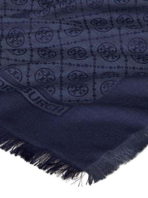 Tory Burch T Monogram Jacquard Scarf - Blue
