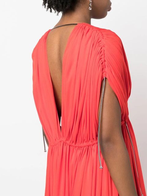 Lanvin V-neck pleated gown - Red