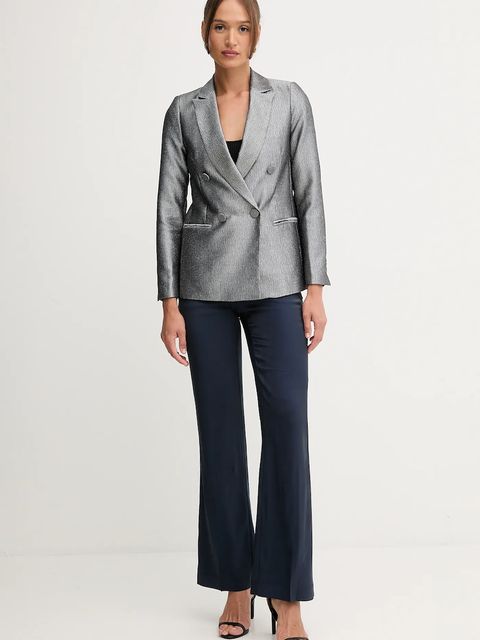 Pedro del Hierro spodnie damskie kolor granatowy szerokie high waist 7602509