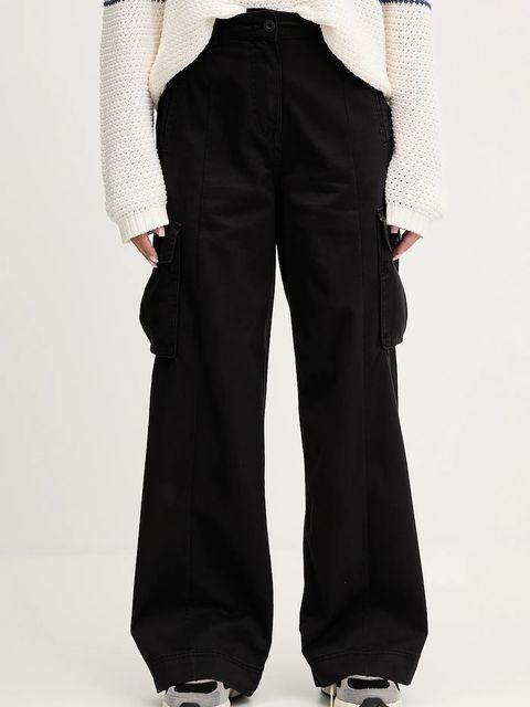 Napapijri spodnie bawełniane M-Selva damskie kolor czarny szerokie high waist NP0A4IL49411 - zdjęcie produktu nr 1