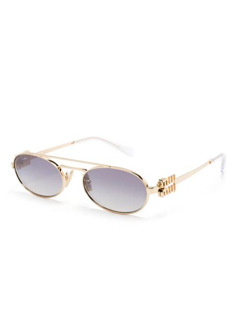 Miu Miu Eyewear oval-frame sunglasses - Gold - zdjęcie produktu nr 2