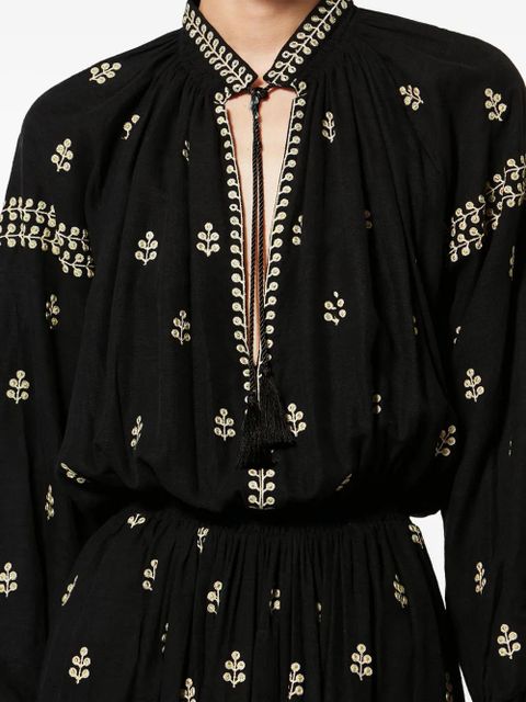 ISABEL MARANT maxi x Rodilia embroidered dress - Black