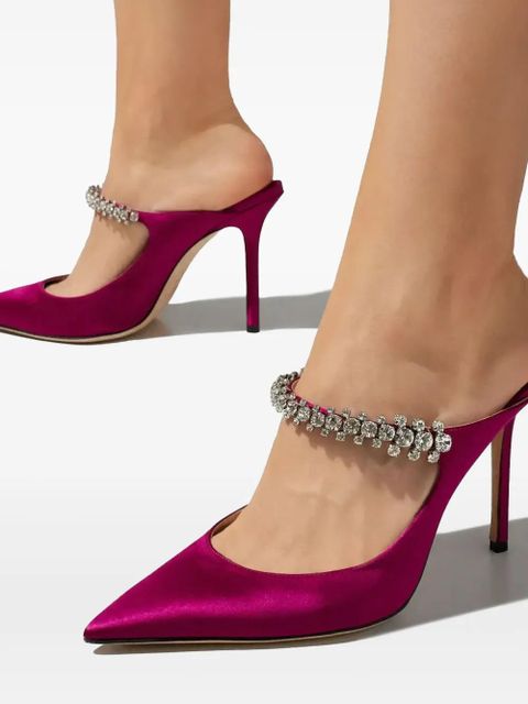 Jimmy Choo 100mm crystal-embellished pointed mules - Pink