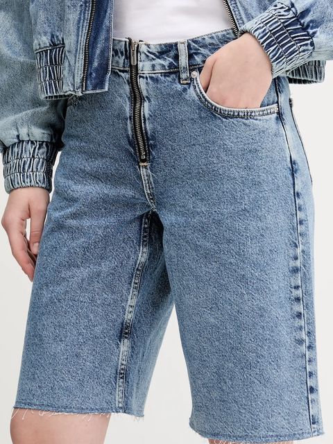 Karl Lagerfeld Jeans szorty jeansowe damskie kolor niebieski gładkie high waist A2W10042 - zdjęcie produktu nr 1