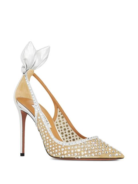 Aquazzura 105mm Bow Tie Crystal pumps - Silver
