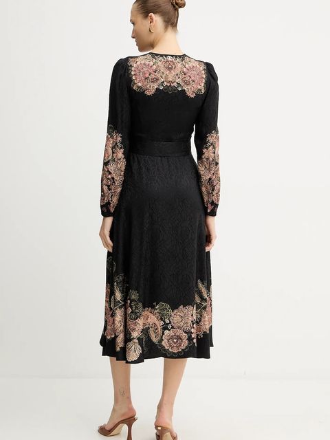 Twinset sukienka kolor czarny midi rozkloszowana 252TP2043