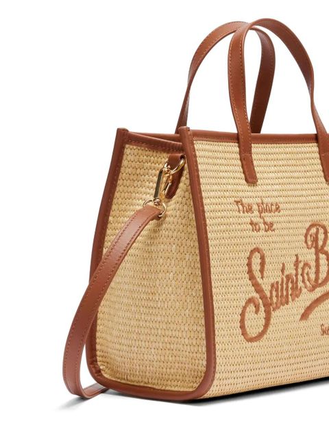 MC2 Saint Barth logo-embroidered woven shoulder bag - Neutrals