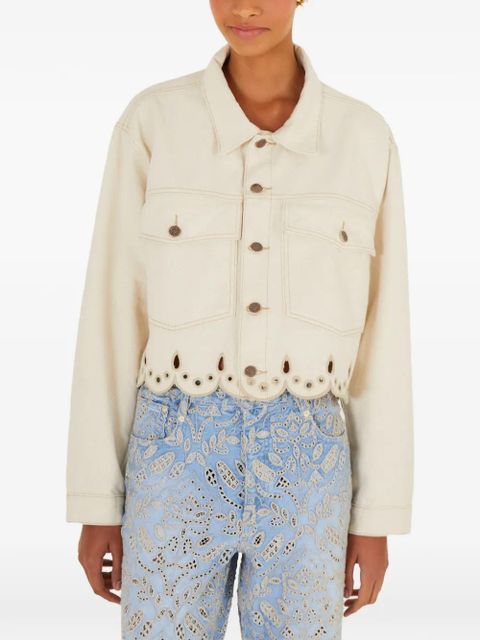 FARM Rio Richelieu cut-out cropped jacket - Neutrals - zdjęcie produktu nr 1