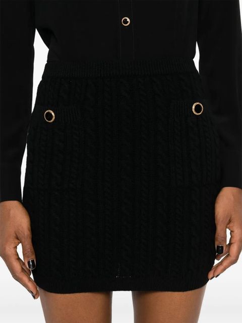 Alessandra Rich cable-knit wool mini skirt - Black