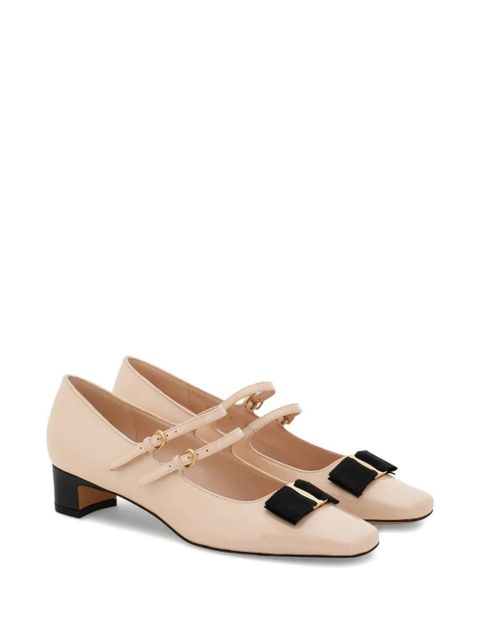 Ferragamo Vara Bow two-strap block-heel pumps - Neutrals - zdjęcie produktu nr 2