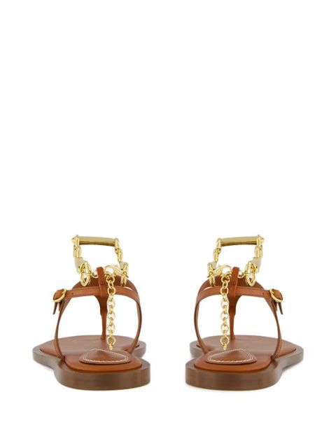 ZIMMERMANN chain-embellished leather sandals - Brown
