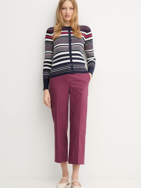 United Colors of Benetton spodnie damskie kolor fioletowy proste high waist 4SJCDF07J - zdjęcie produktu nr 2