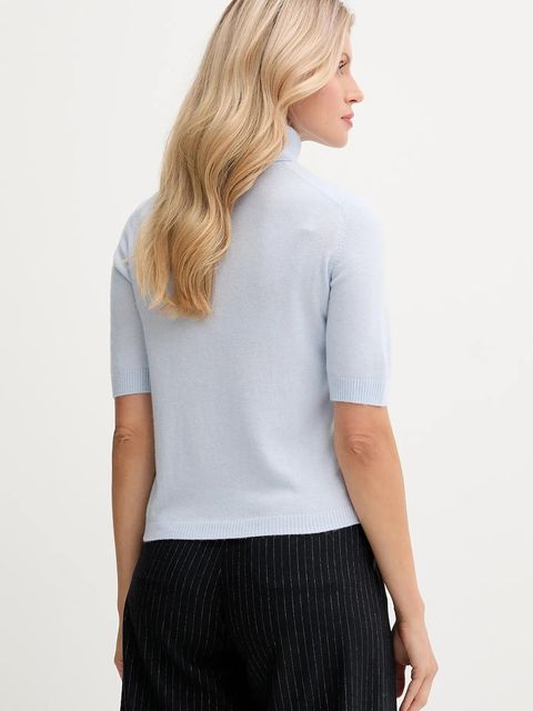 United Colors of Benetton sweter z dodatkiem wełny dziecięcy damski kolor niebieski lekki z golfem 102HD203X