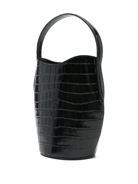 Liffner croc-embossing belted bucket bag - Black