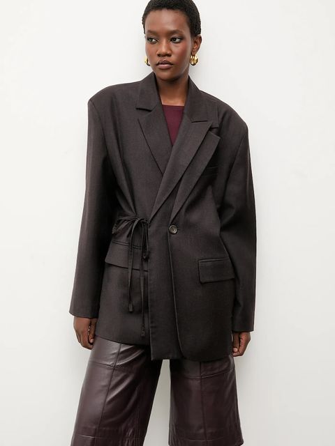 Bonded by Answear.LAB & LOBOS marynarka wełniana kolor brązowy jednorzędowa gładka