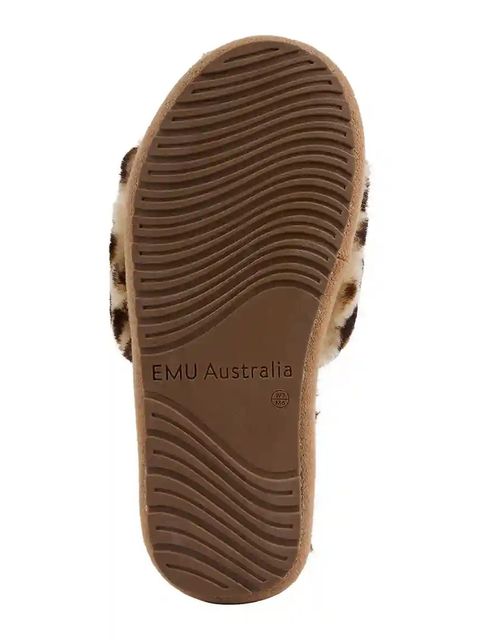 Emu Australia kapcie wełniane Mckay Leopard kolor brązowy W13203
