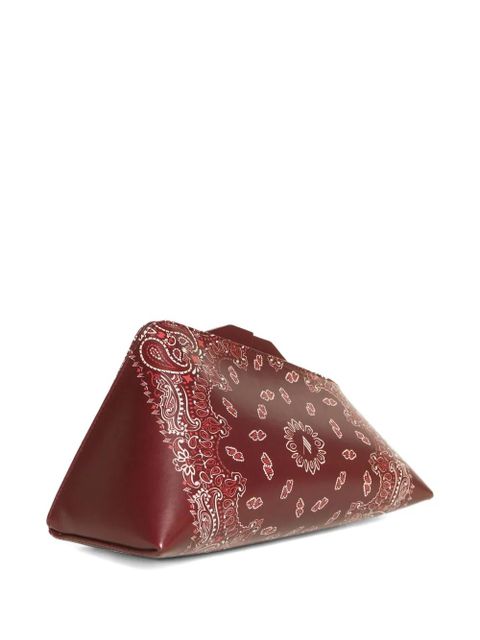 The Attico small paisley-print leather clutch - Red