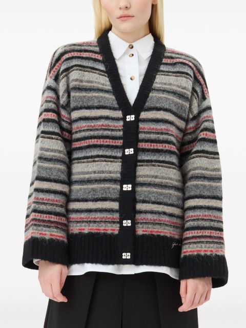 GANNI striped buttoned cardigan - Black