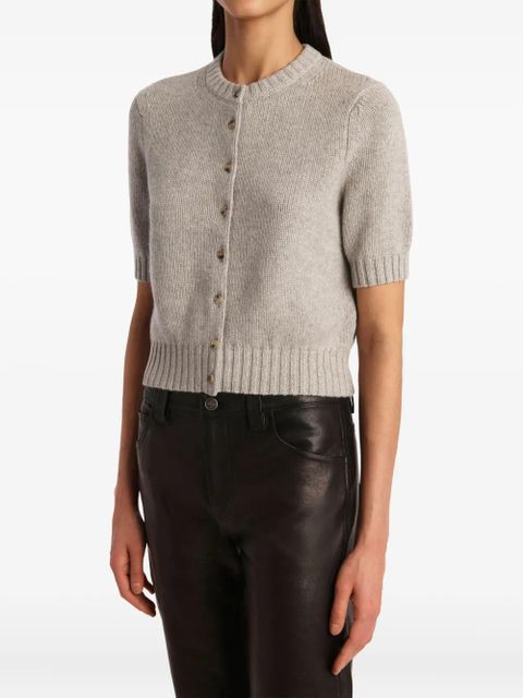 KHAITE short-sleeve button-up cardigan - Grey