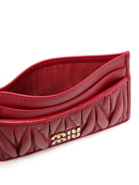 Miu Miu logo-plaque matelassé cardholder - Red