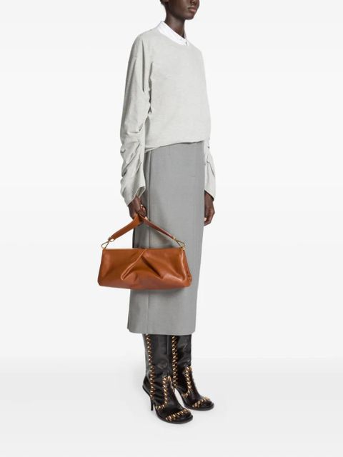 DRIES VAN NOTEN medium pleated-detail leather clutch bag - Brown - zdjęcie produktu nr 2