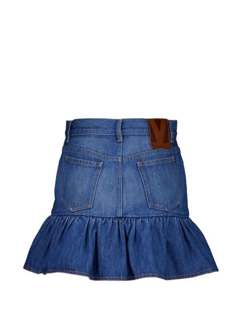 Valentino Garavani ruffle-hem mini denim skirt - Blue