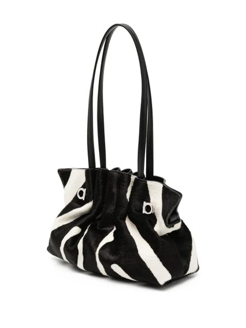 Ferragamo animal-printed calf hair shoulder bag - Black
