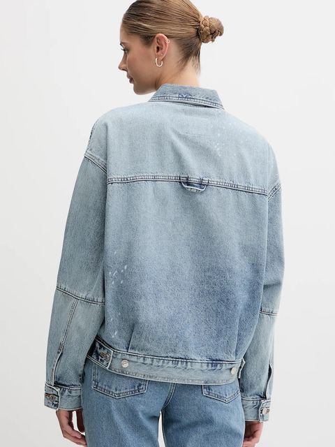 Calvin Klein Jeans kurtka jeansowa kolor niebieski przejściowa oversize LV047C730G