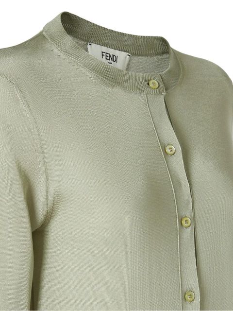 FENDI logo-embroidery cardigan - Green