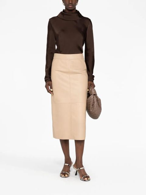 Jil Sander draped-neck long-sleeve blouse - Brown