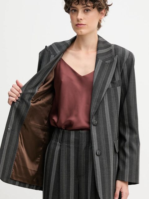 Mos Mosh marynarka ELVY kolor szary jednorzędowa wzorzysta 173870