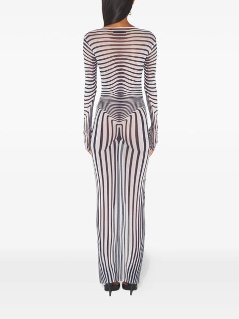 Jean Paul Gaultier long-sleeves morphing-stripes maxi dress - White - zdjęcie produktu nr 2