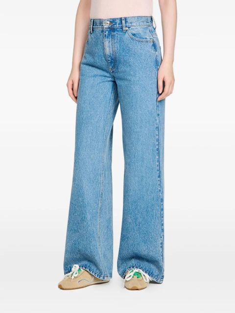 SANDRO belt-loops wide-leg jeans - Blue