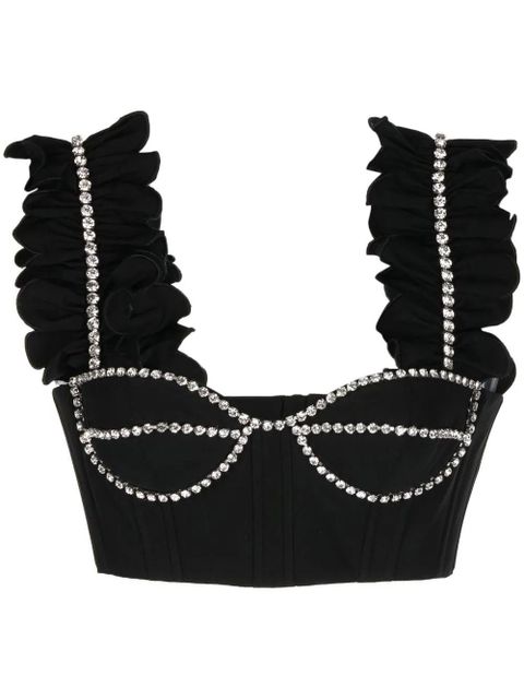 AREA crystal-embellished cropped top - Black - zdjęcie produktu nr 1