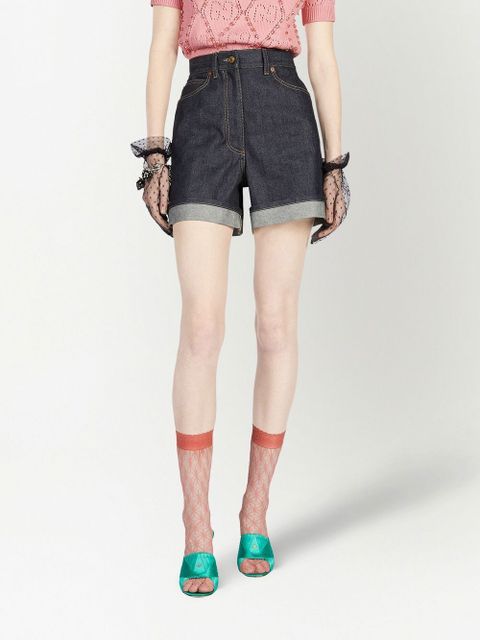 Gucci high-rise denim shorts - Blue
