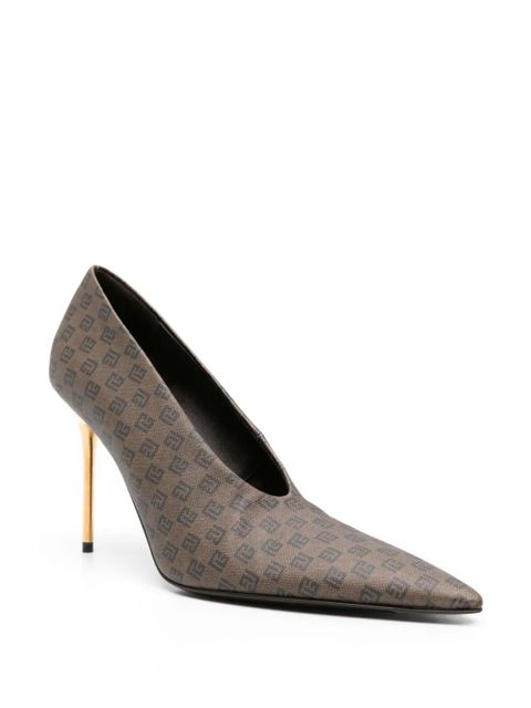 Balmain monogram-print pumps - Brown