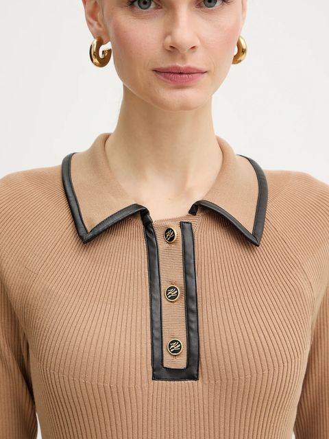 Karl Lagerfeld sweter damski kolor beżowy lekki B1W18009