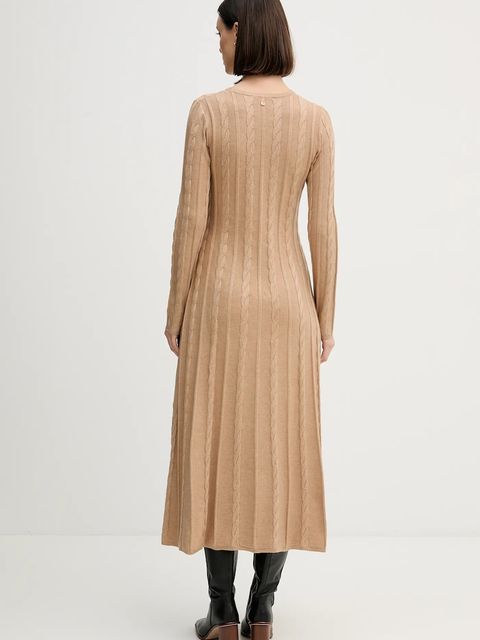 Pedro del Hierro sukienka kolor beżowy midi rozkloszowana 6192940