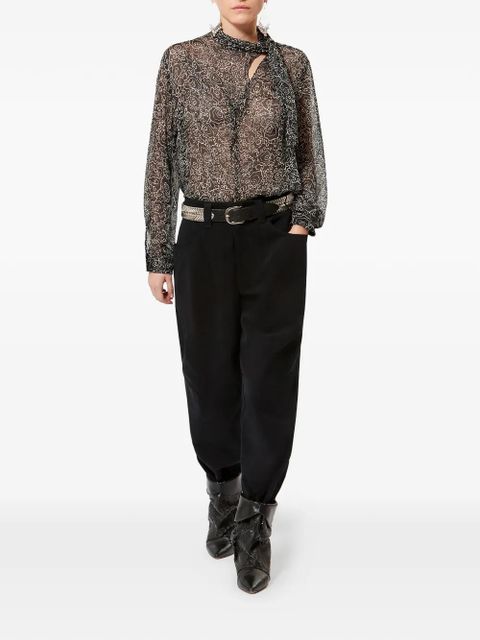 MARANT ÉTOILE pussy-bow print leona top - Black - zdjęcie produktu nr 2