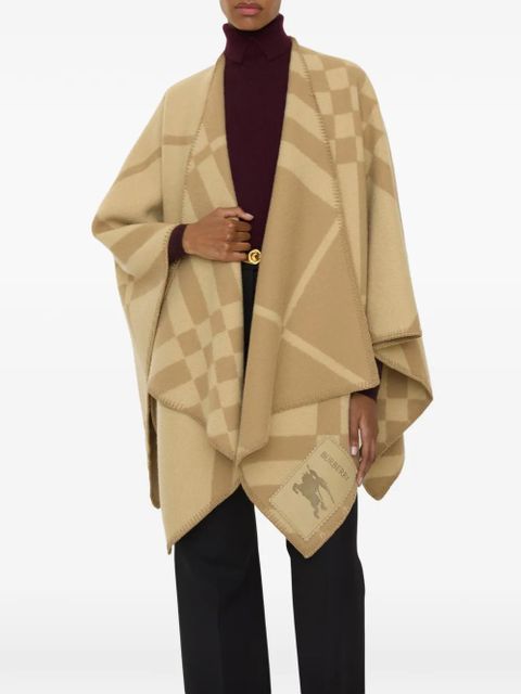 Burberry check wool cashmere cape - Neutrals - zdjęcie produktu nr 2