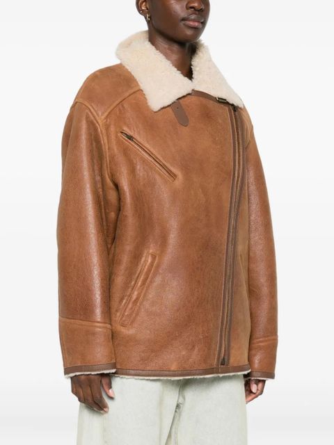 ISABEL MARANT shearling zip-fastening jacket - Brown