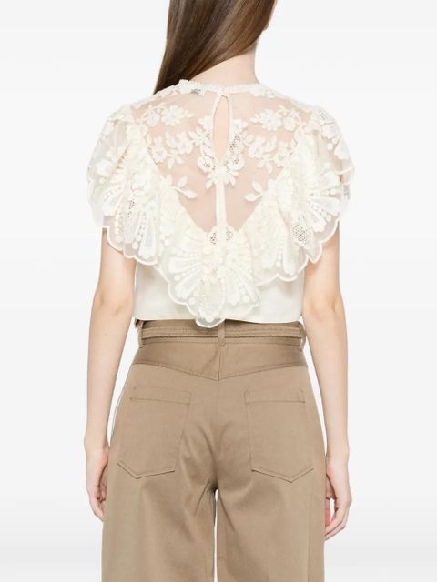SANDRO lace-detail blouse - Neutrals