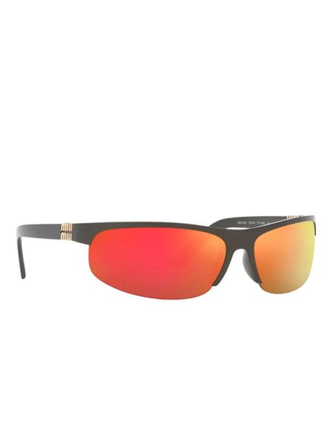 Miu Miu Eyewear metal-detail shield sunglasses - Black - zdjęcie produktu nr 2