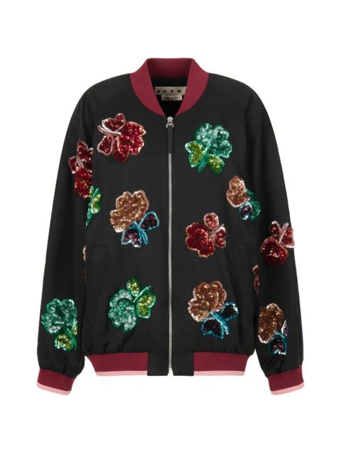 Marni sequin flower bomber jacket - Black - zdjęcie produktu nr 1