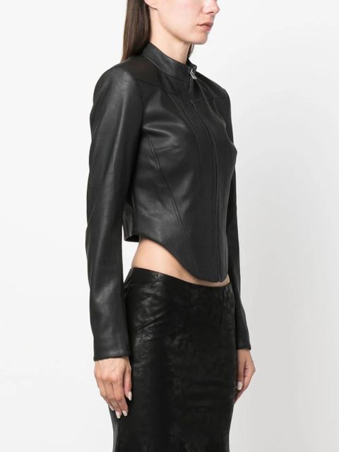 MISBHV corset faux-leather biker jacket - Black