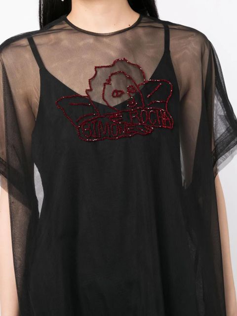 Simone Rocha semi-sheer lace-trim tunic - Black
