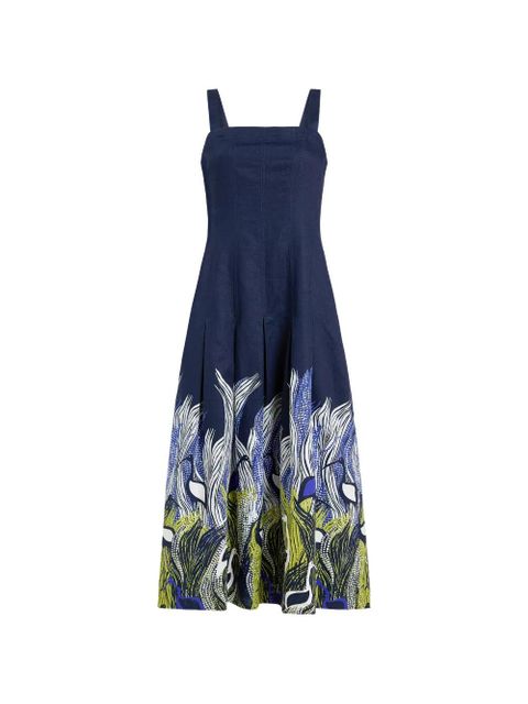 Marie Oliver Dixon square-neck printed midi dress - Blue - zdjęcie produktu nr 1
