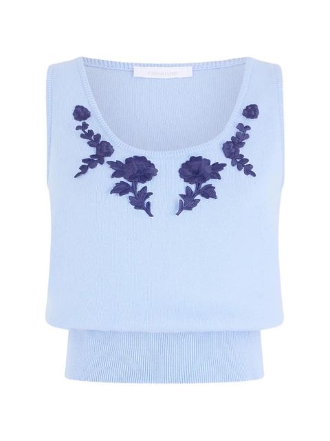 Rabanne floral-embroidery tank top - Blue - zdjęcie produktu nr 1